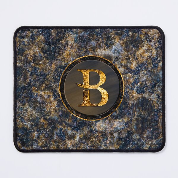 Item preview, Monogram Initial Golden Letter B Dark Blue Marble Pattern designed and sold by MintaApparel.