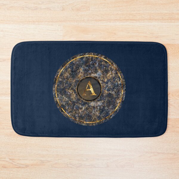 Item preview, Monogram Initial Golden Letter A Dark Blue Marble Pattern designed and sold by MintaApparel.