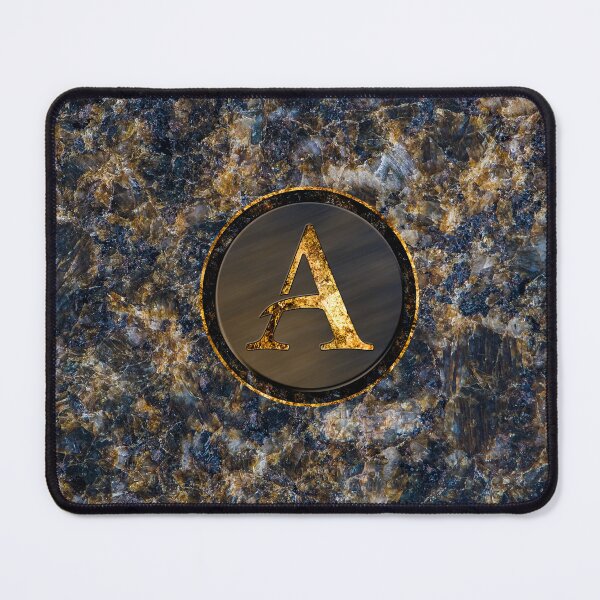 Item preview, Monogram Initial Golden Letter A Dark Blue Marble Pattern designed and sold by MintaApparel.