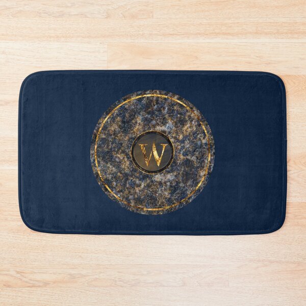 Item preview, Monogram Initial Golden Letter W Dark Blue Marble Pattern designed and sold by MintaApparel.