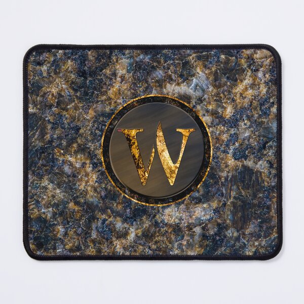 Item preview, Monogram Initial Golden Letter W Dark Blue Marble Pattern designed and sold by MintaApparel.