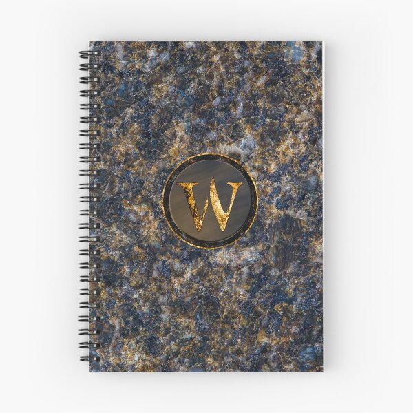 Item preview, Monogram Initial Golden Letter W Dark Blue Marble Pattern designed and sold by MintaApparel.