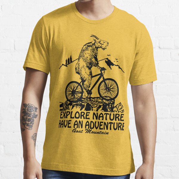 Mountain Bike T Shirt Funny Biking Goat Bicycle Men Women Vintage Witty  Graphic