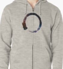 Zen Buddhism Enso Galaxy Brush Zipped Hoodie