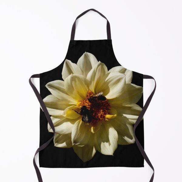 Item preview, Bees pollinating white flower head - black background designed and sold by Michaelerch.