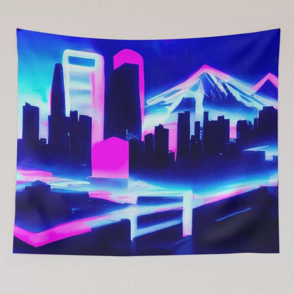 Item preview, Retrofuturistic Skyline designed and sold by AM FineArtPrints.