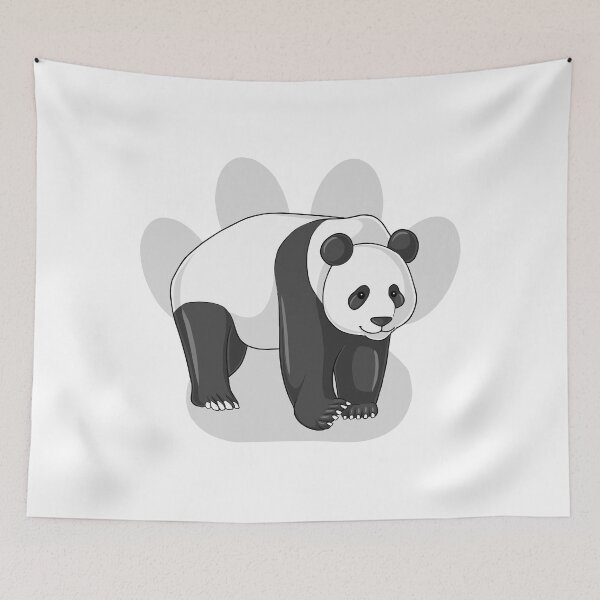 Item preview, Cute Panda Bear Drawing on Paw Print Silhouette designed and sold by joseartgel.
