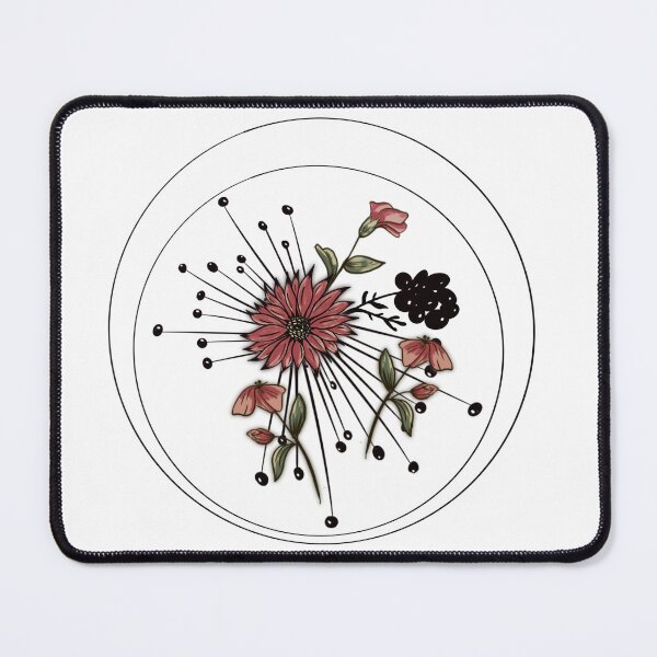 Item preview, red flower with geometric elements designed and sold by herzteddys.