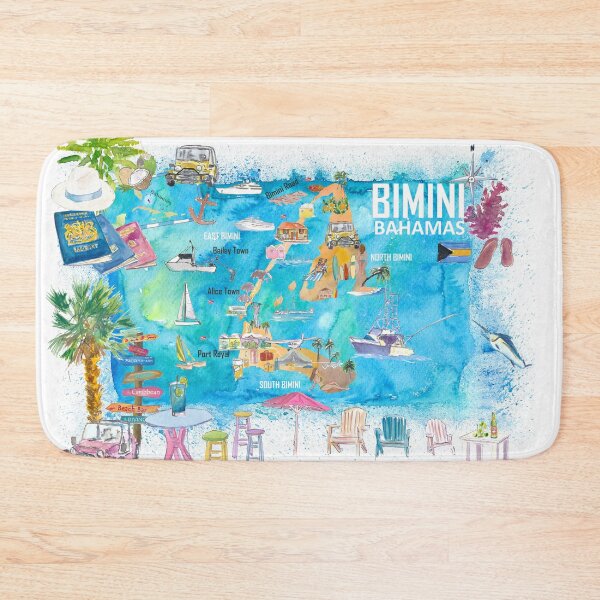 Item preview, Bimini Bahamas Illustrated Map with Island Tourist Highlights designed and sold by artshop77.
