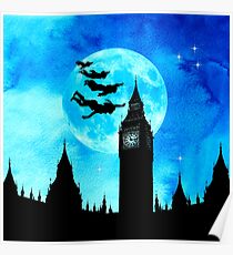 Magical Watercolor Night - Peter Pan Poster