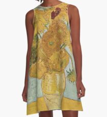 Sonnenblumen Van Gogh A-Linien Kleid