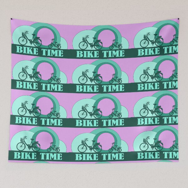 Item preview, Two bicycles silhouette on abstract pastel green background titled Bike time designed and sold by Goliardika-Shop.
