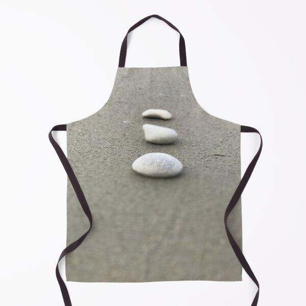 Item preview, Simple closeup view of vertically arranged three white stones on grey sandy beach designed and sold by Khala.