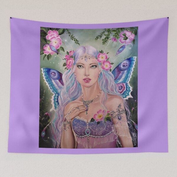 Item preview, Blue butterfly winged wild rose fairy faerie fantasy designed and sold by Gabriella  Szabo.