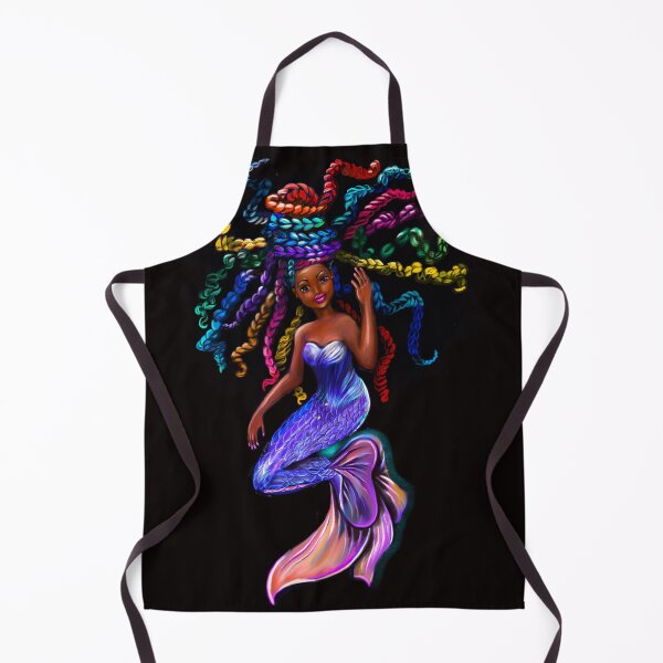 Item preview, African American mermaid with flowing rainbow braids , brown eyes curly Afro hair and caramel brown skin designed and sold by Artonmytee.