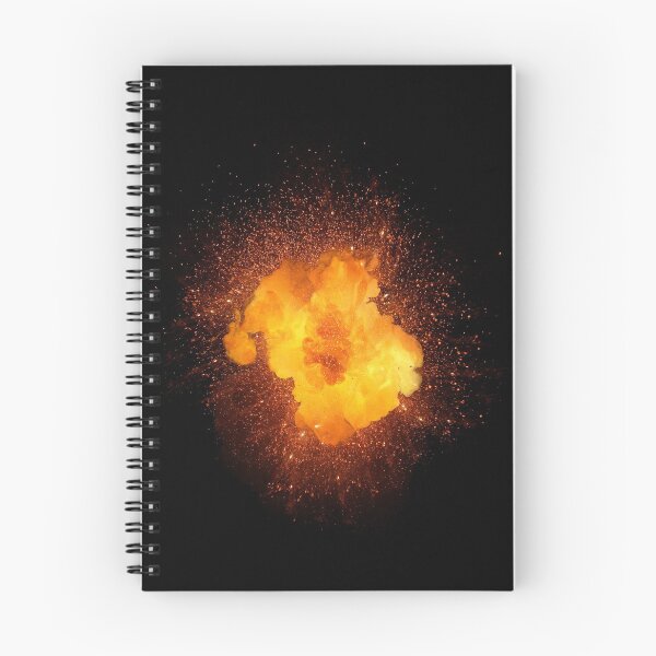 Item preview, Realistic fiery explosion, orange color with sparks isolated on black background designed and sold by Lukasz Szczepanski.