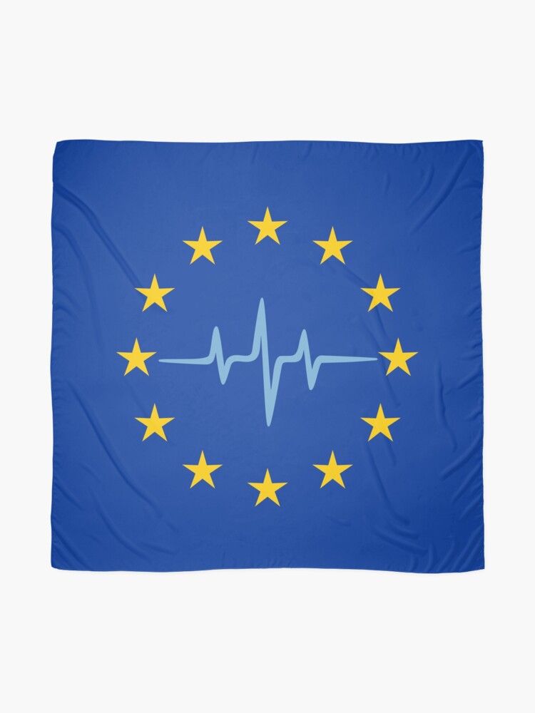 Alternate view of Pulse of Europe, heartbeat, EU stars, flag, European Union, frequency Scarf