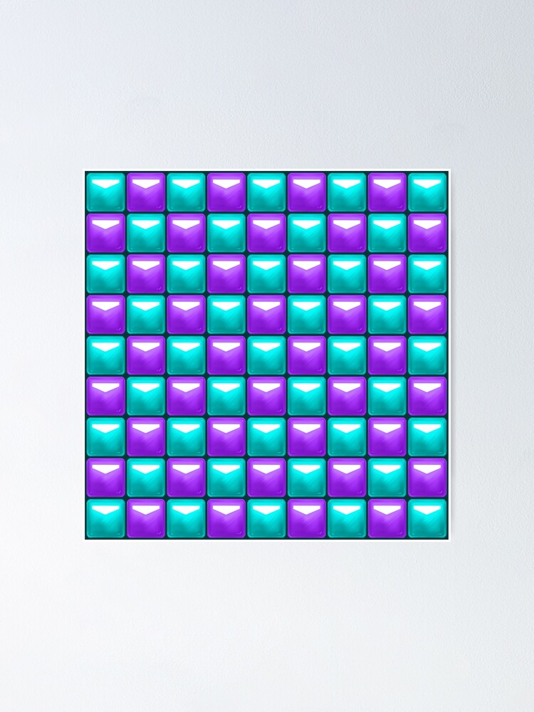 Beat Saber Block Pattern 2022 Electric Purple And Cyan Blue Poster