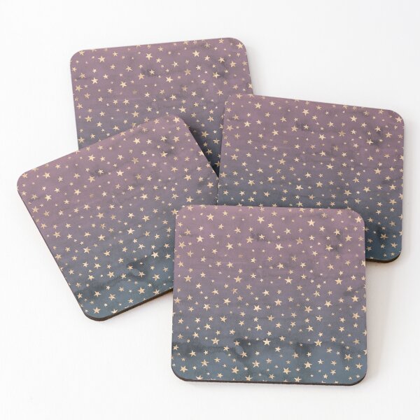 Item preview, Starry Evening Sky: Gold Stars on Purple and Blue Ombre Watercolour Background designed and sold by Blixa6Studios.