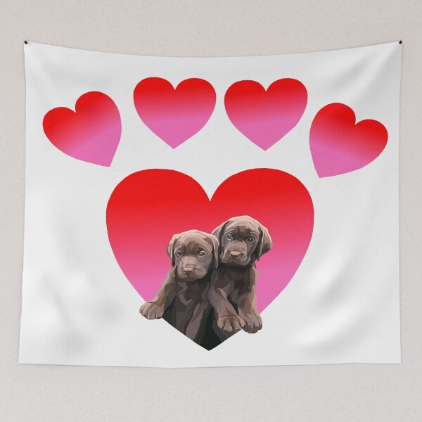 Item preview, Paw Print Heart Chocolate Labrador Retriever Puppies designed and sold by Deborah Camp.