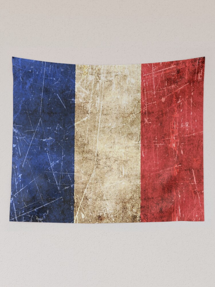 Vintage Aged and Scratched French Flag | Tapestry