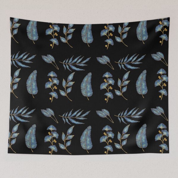 Item preview, gold and blue leaves pack designed and sold by stickers-packs.