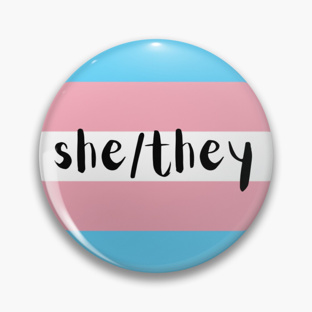 He/they with trans flag Pin for Sale by RandomlyRainbow