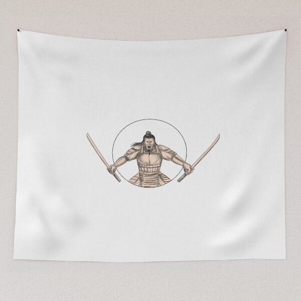 Item preview, Samurai Warrior Wielding Two Swords Tattoo designed and sold by patrimonio.