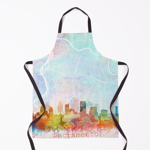 Item preview, Sacramento Skyline & Map Watercolor Print by Zouzounio Art designed and sold by zouzounioart.