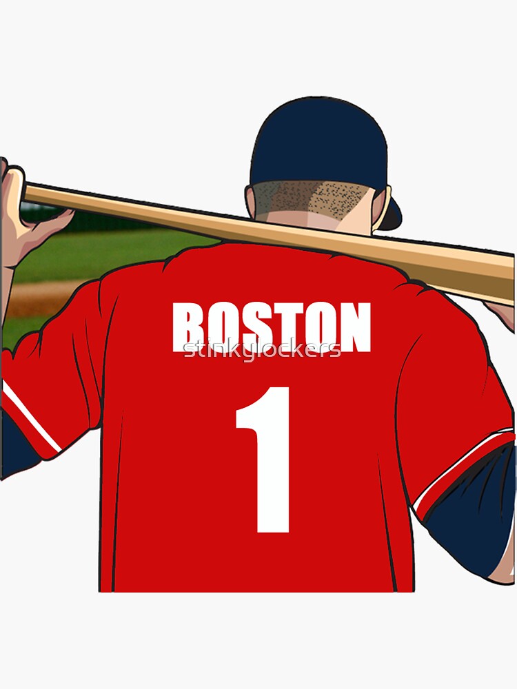 "Boston Baseball Jersey Number 1 Fan" Sticker for Sale by stinkylockers