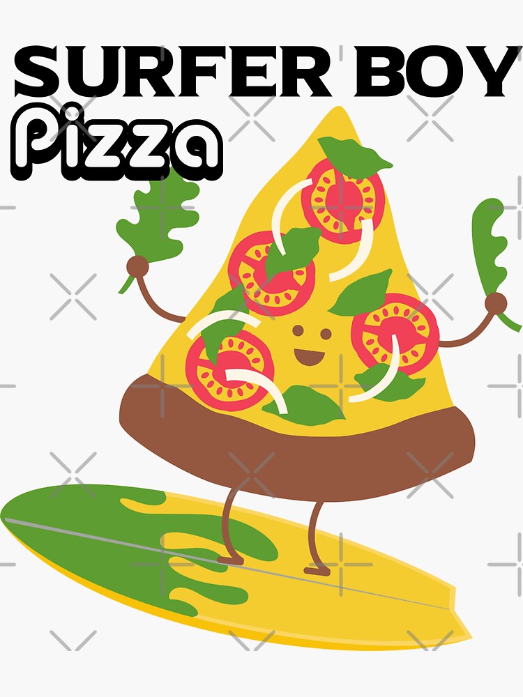 "Surfer Boy Pizza" Sticker for Sale by tomsnel Redbubble