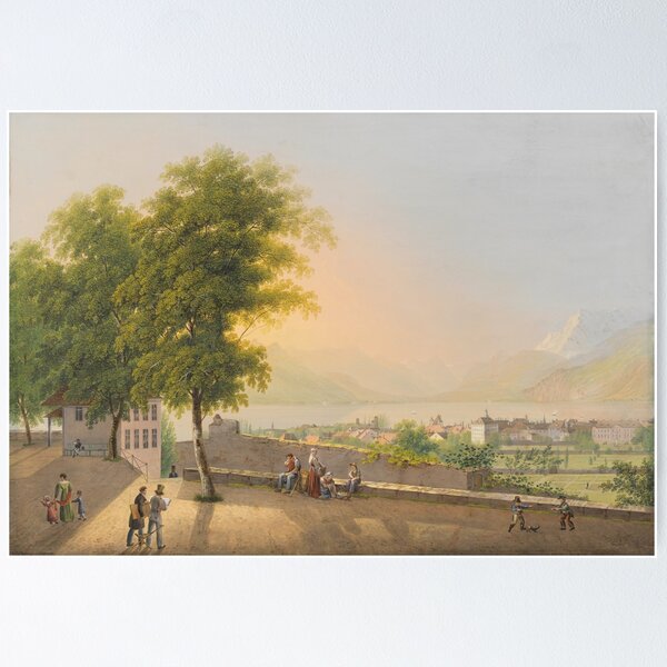 Item preview, Johann Heinrich Bleuler dJ Aussicht von Vevey ,Terrace St. Martin near Vevey Swiss art in Zurich designed and sold by TeeARTHY.