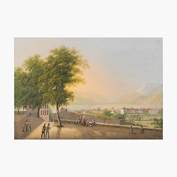 Item preview, Johann Heinrich Bleuler dJ Aussicht von Vevey ,Terrace St. Martin near Vevey Swiss art in Zurich designed and sold by TeeARTHY.