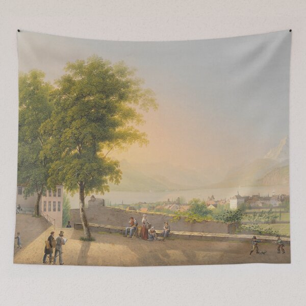 Item preview, Johann Heinrich Bleuler dJ Aussicht von Vevey ,Terrace St. Martin near Vevey Swiss art in Zurich designed and sold by TeeARTHY.