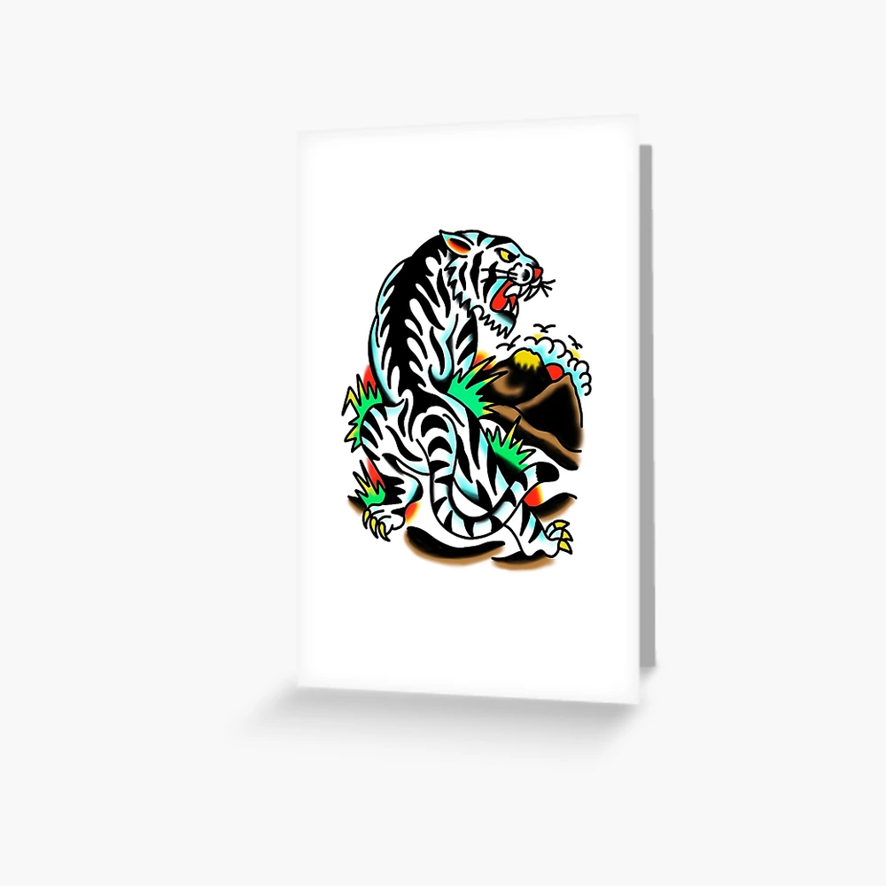 Tarjetas de felicitación for Sale con la obra «Tatuaje de tigre de la vieja  escuela» de TheLastVotan | Redbubble