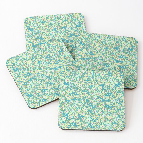 Item preview, Spring Blossom, Turquoise White Yellow Floral Pattern designed and sold by Julia Khoroshikh.