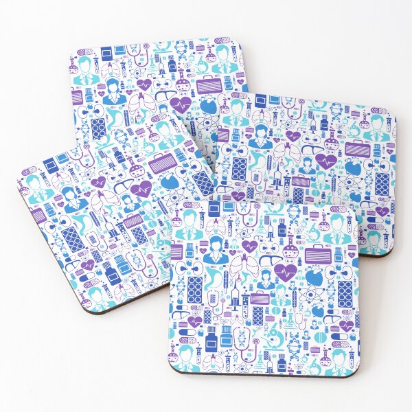 Item preview, Medical Nurse Doctor Theme Blue Purple Seamless Pattern designed and sold by silviaol.