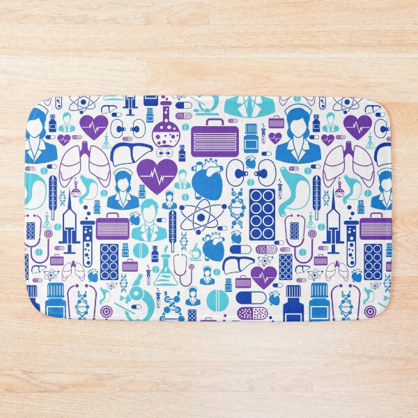 Item preview, Medical Nurse Doctor Theme Blue Purple Seamless Pattern designed and sold by silviaol.
