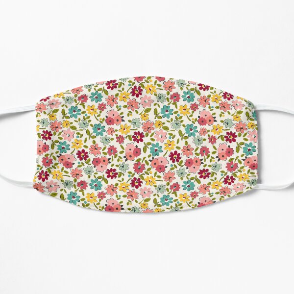 Colorfull Ditsy Floral - Illustrated Floral Pattern by Terri Conrad Designs Flat Mask