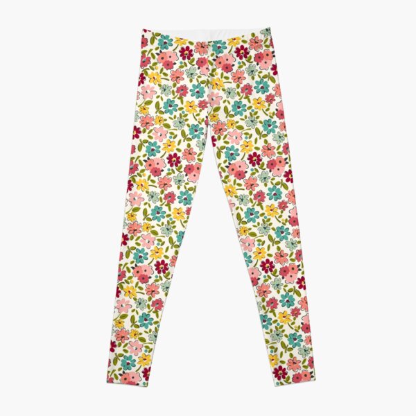Colorfull Ditsy Floral - Illustrated Floral Pattern by Terri Conrad Designs Leggings
