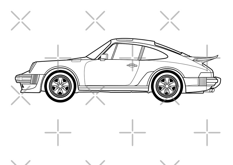 "911 Turbo outline drawing" Photographic Prints by RJWautographics