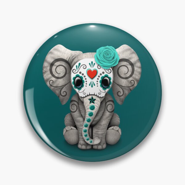 Item preview, Teal Blue Day of the Dead Sugar Skull Baby Elephant designed and sold by JeffBartels.