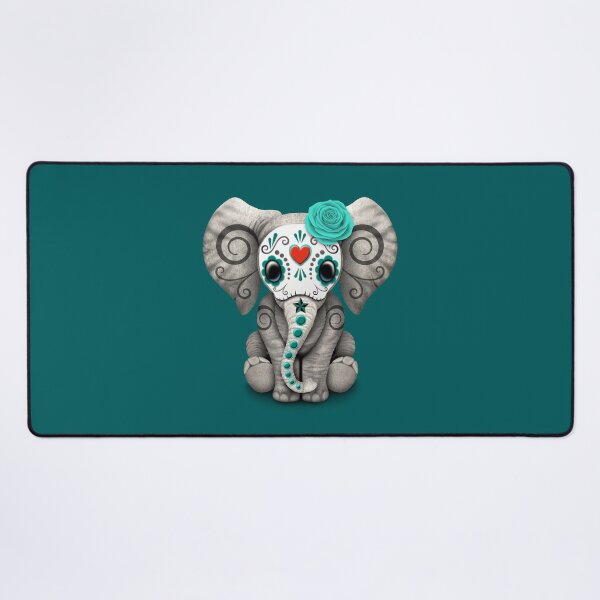 Item preview, Teal Blue Day of the Dead Sugar Skull Baby Elephant designed and sold by JeffBartels.