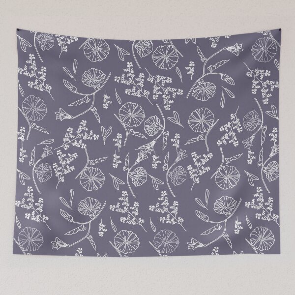Item preview, Mystical Purple, Dried Lilacs, Blue Violet, Cyber Grape Colors Simple Floral Drawing Pattern designed and sold by Olverh Design Studio.