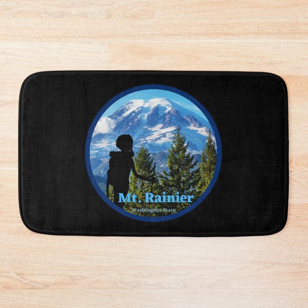 Item preview, Mt. Rainier in Washington State.  Circle round shape with female hiker. designed and sold by Kona Linda.