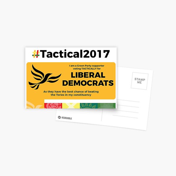 Green supporting Lib Dems Postcard