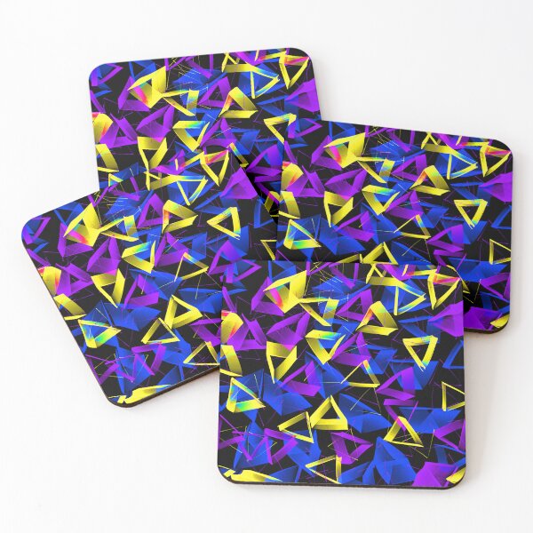 Item preview, 3D Purple Yellow BlueTriangles on Black Abstract designed and sold by Karen Simon.