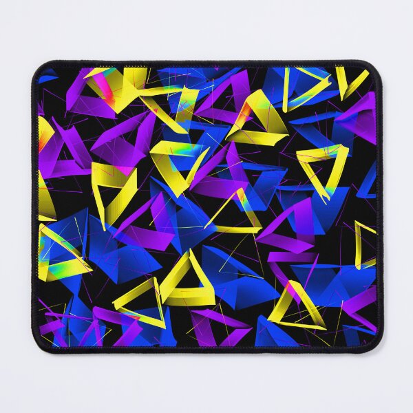 Item preview, 3D Purple Yellow BlueTriangles on Black Abstract designed and sold by Karen Simon.