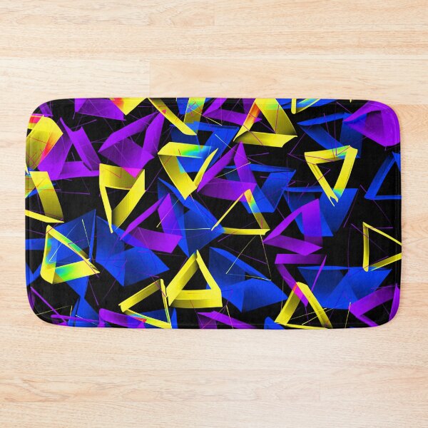 Item preview, 3D Purple Yellow BlueTriangles on Black Abstract designed and sold by Karen Simon.