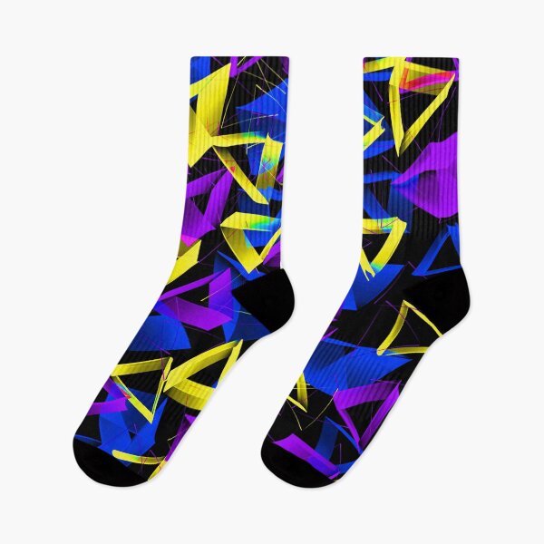 Item preview, 3D Purple Yellow BlueTriangles on Black Abstract designed and sold by Karen Simon.